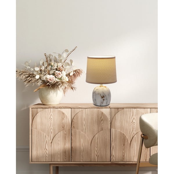 Krémszínű asztali lámpa textil búrával (magasság 25 cm) Adelina – Candellux Lighting-image-1