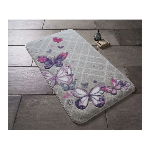 Confetti Bathmats Butterfly Plaid Purple fürdőszobai szőnyeg, 50 x 57 cm