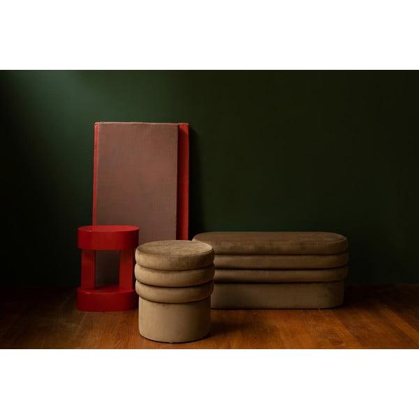 Barna bársony puff Aditi – Dutchbone-image-2