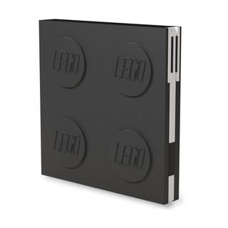 Fekete négyszögletes jegyzetfüzet zselés tollal, 15,9 x 15,9 cm - LEGO®