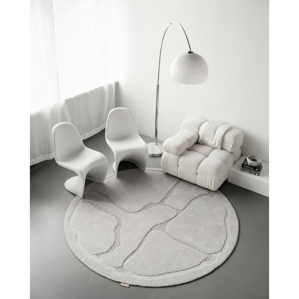 Világosszürke gyapjú kerek szőnyeg ø 120 cm Morphic Organica – Agnella-image-1