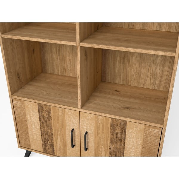 Natúr színű könyvespolc tölgyfa dekorral 92x160 cm Nordic – Marckeric-image-1