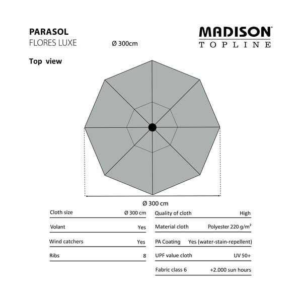 Kék napernyő ø 300 cm Flores - Madison-image-2