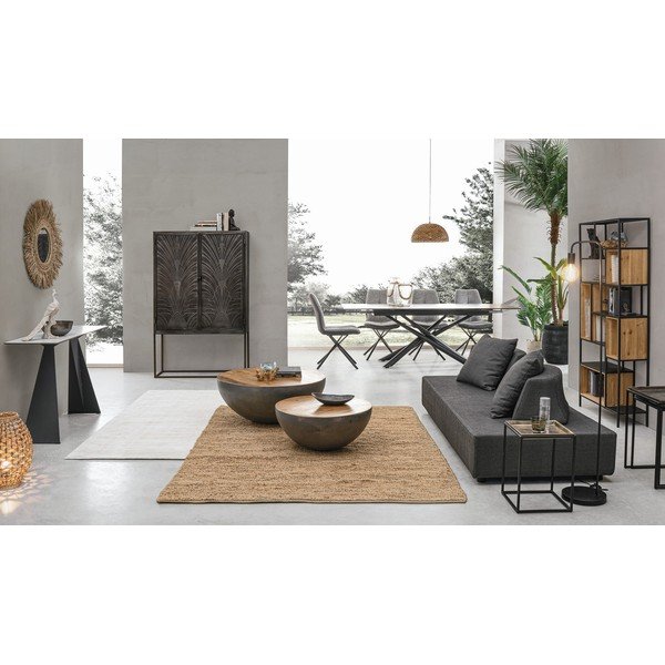 Szürke-natúr színű fém kerek dohányzóasztal ø 90 cm Lancaster – Bizzotto-image-4