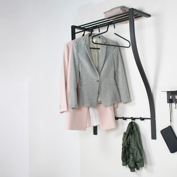 Fekete fém fali fogas polccal 75 cm Carve – Spinder Design-image-4