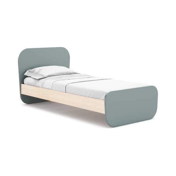 Szürkészöld gyerekágy ágyráccsal, borovi fenyő dekorral 90x190 cm  Esteban – Marckeric-image-2