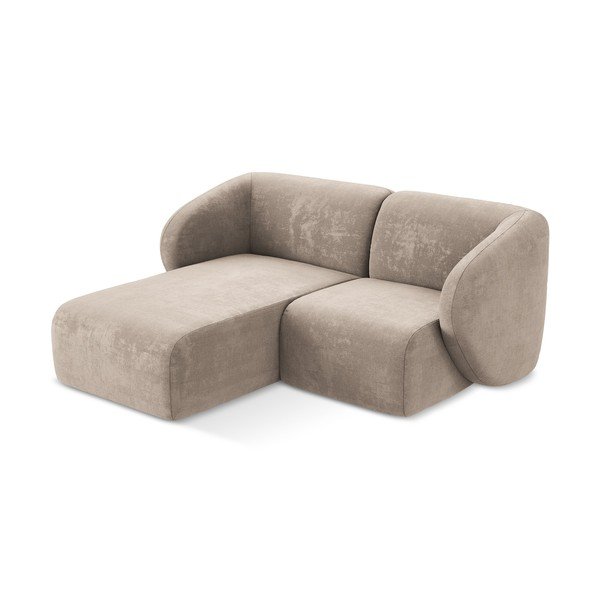 Világosbarna zsenília sarokkanapé (bal oldali-heverő résszel) Lani – Makamii-image-2