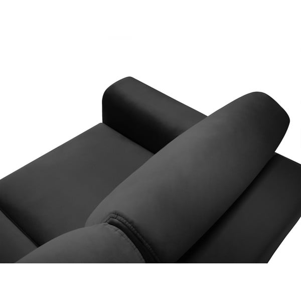 Sötétszürke bársony kinyitható tárolóhelyes sarokkanapé Kyoto – Cosmopolitan Design-image-4