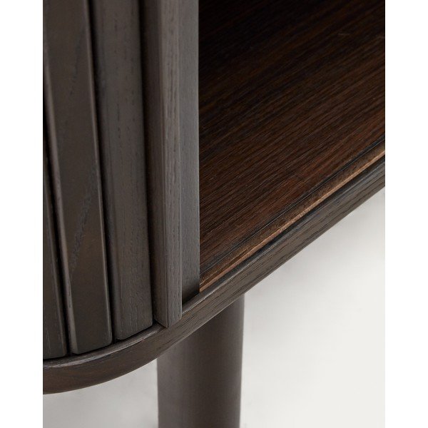 Sötétbarna szekrény tolóajtóval kőrisfa dekorral 110x140 cm Mailen – Kave Home-image-4