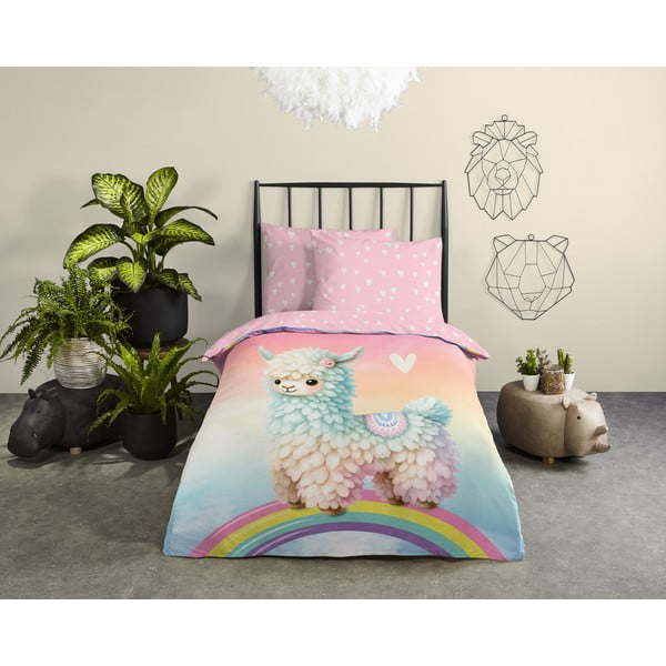 Rózsaszín egyszemélyes pamut gyerek ágyneműhuzat 140x200 cm Chico – Good Morning-image-1