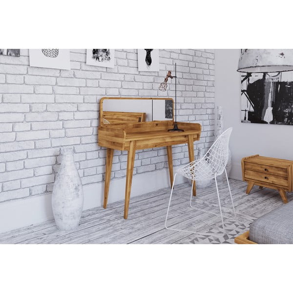 Tölgyfa fésülködőasztal tükörrel 110x45 cm Retro - The Beds-image-1