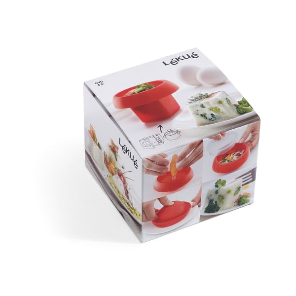 Ovo piros szögletes szilikon mikrózható tojásfőző forma, ⌀ 10 cm - Lékué-image-3