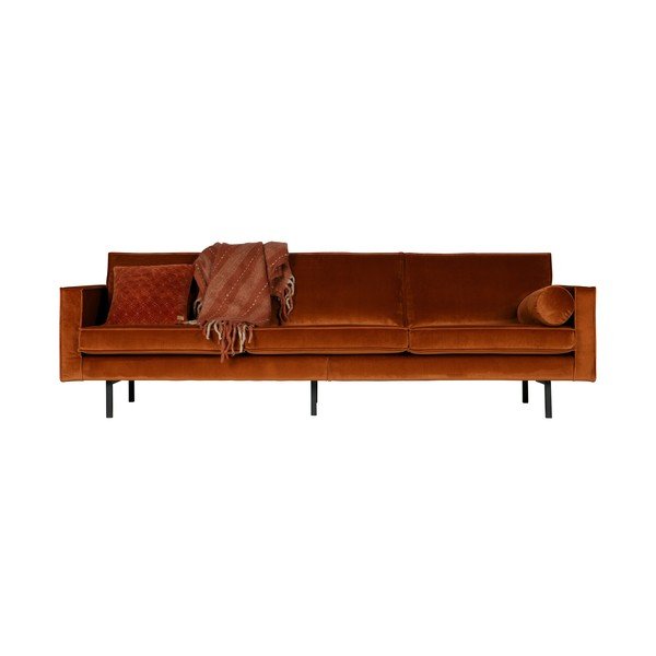 Narancssárga bársony kanapé 277 cm Rodeo – WOOOD-image-3