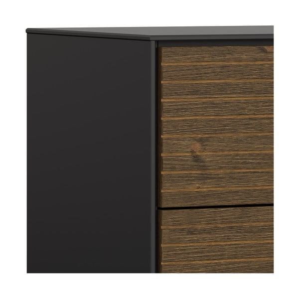 Fekete-barna magas komód borovi fenyő dekorral 80x111 cm Soma - Tvilum-image-1