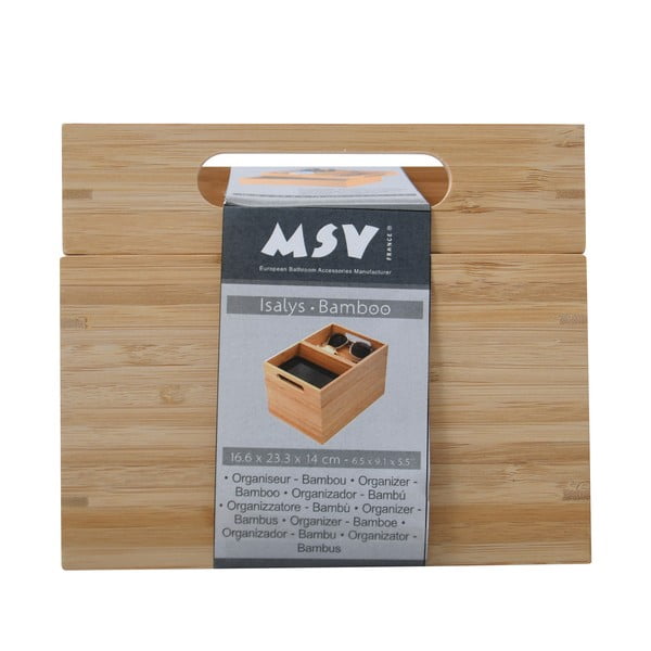 Natúr színű bambusz fürdőszobai rendszerező kozmetikumokhoz Isalys – MSV-image-4