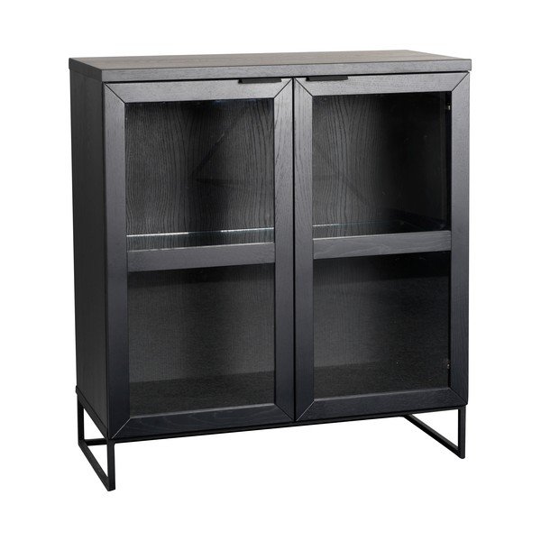 Fekete tölgyfa tálalószekrény 95x105 cm Everett - Rowico-image-2