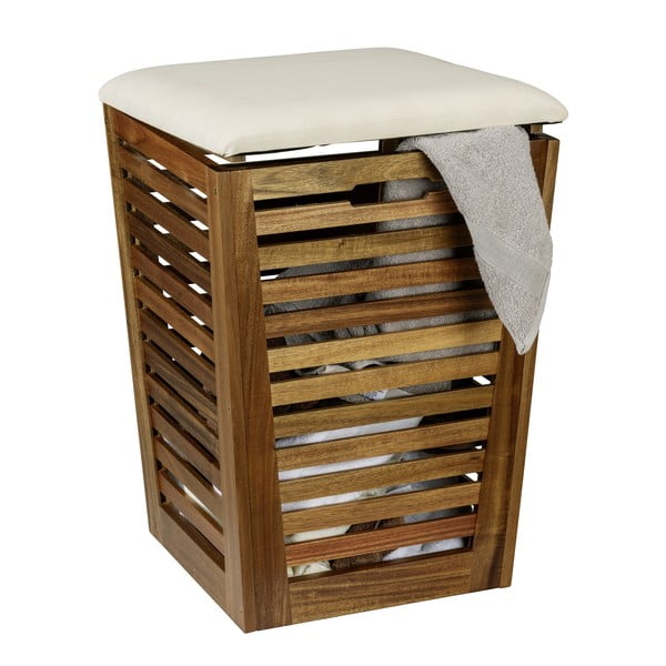 Sötét natúr színű fa szennyeskosár 55 l Fondi – Wenko