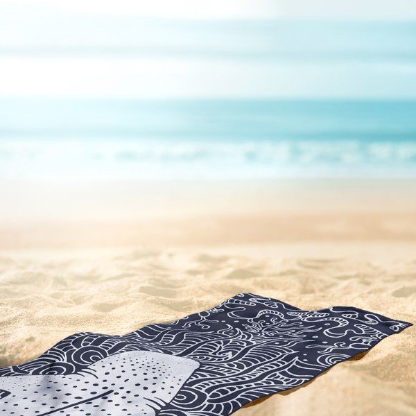 Sötétkék strandtörölköző 90x180 cm Shark – DecoKing-image-3