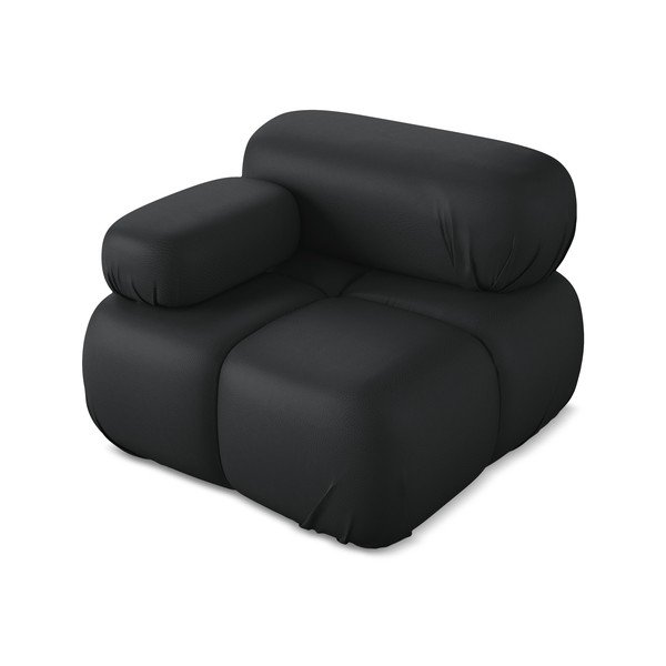 Fekete bőrutánzat kanapé modul (bal oldali) Lokua – Makamii-image-2