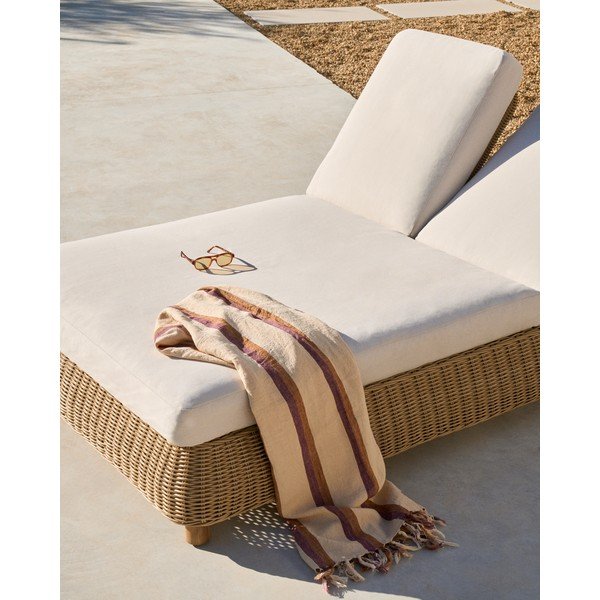 Téglavörös kétszemélyes rattan állítható kerti napozóágy Meria – Kave Home-image-4