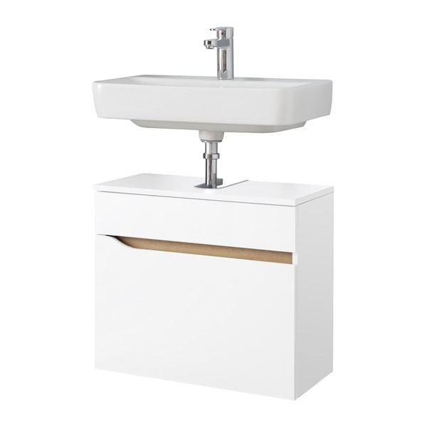 Fehér alacsony fali szekrény mosdókagyló nélkül 60x53 cm Set 857 – Pelipal-image-3