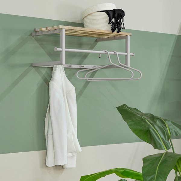 Natúr színű-szürkésbarna fém fali fogas polccal 76 cm Marco – Spinder Design-image-4