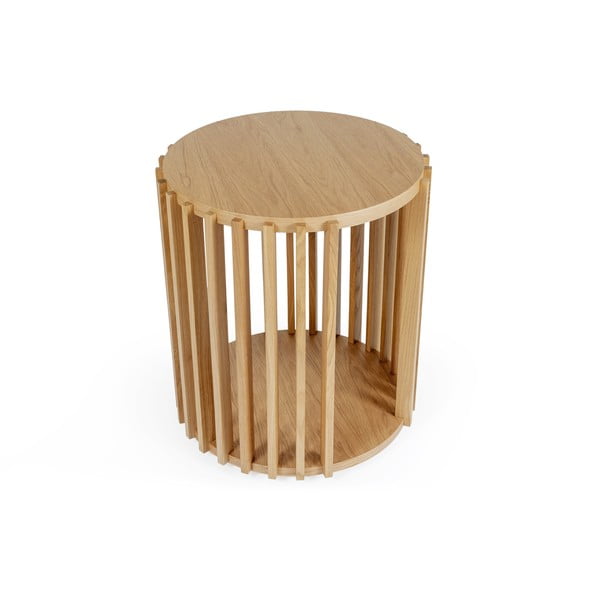 Drum tölgyfa tárolóasztal, ø 53 cm - Woodman-image-3