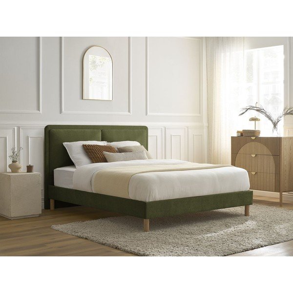 Zöld kárpitozott kárpitozott franciaágy ágyráccsal 180x200 cm Mara – Bobochic Paris-image-1