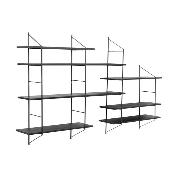 Fekete többszintes paulownia fali polc 196 cm Belfast – Actona-image-2