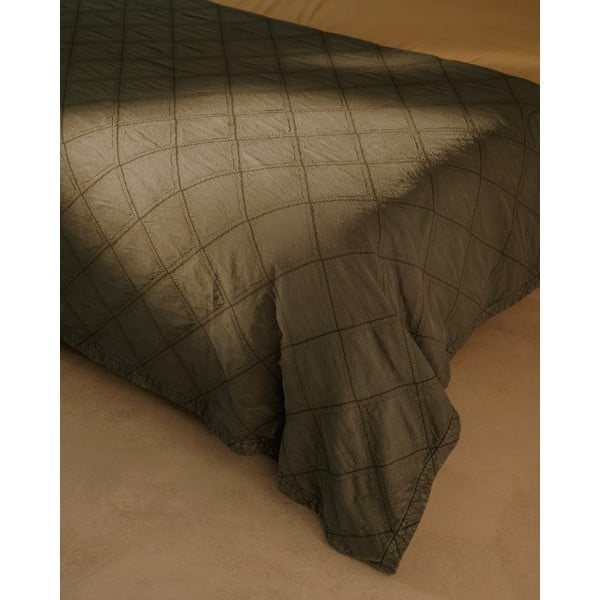 Zöld pamut steppelt ágytakaró 240x260 cm Serla – Kave Home-image-1