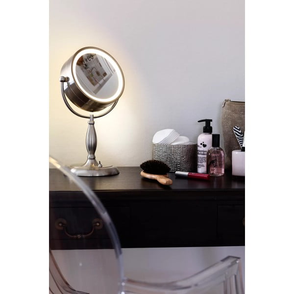 Face ezüstszínű asztali tükör világítással, ø 16,2 cm - Markslöjd-image-1