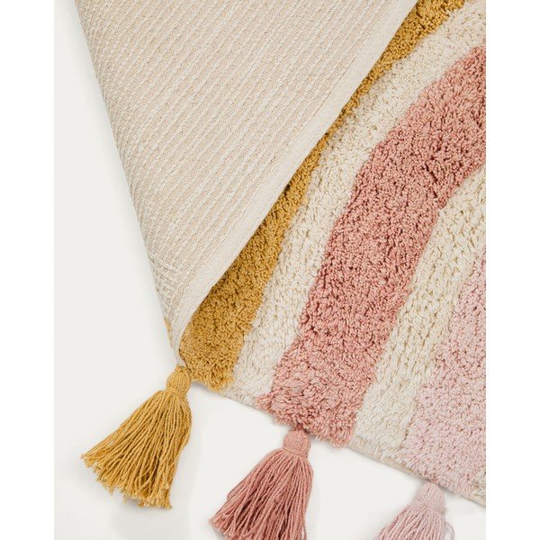 Elefántcsont színű mosható-kézi szövésű pamut gyerek szőnyeg 90x150 cm Tadea – Kave Home-image-3