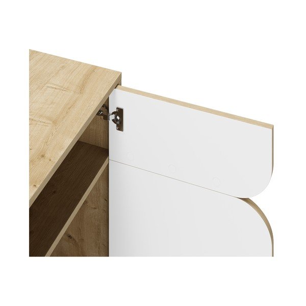 Fehér-natúr színű szekrény tölgyfa dekorral 95x79 cm Nola – Marckeric-image-4