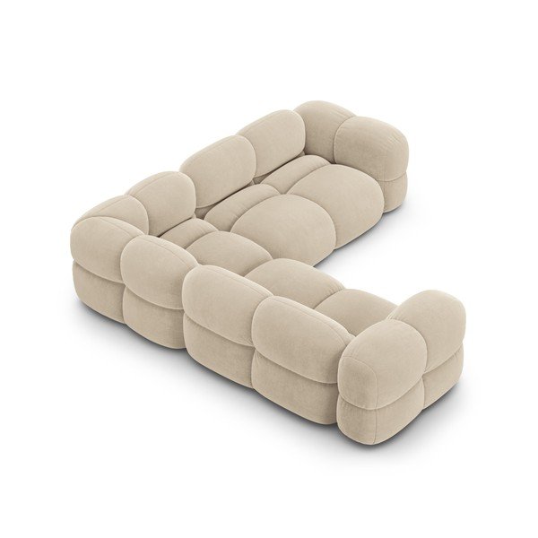 Bézs bársony sarokkanapé Loretto – Cosmopolitan Design-image-4