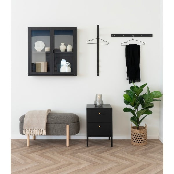 Fekete fém éjjeliszekrény Dalby – House Nordic-image-1