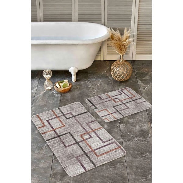 Szürke bársony fürdőszobai kilépő szett 2 db-os 60x100 cm – Mila Home-image-3