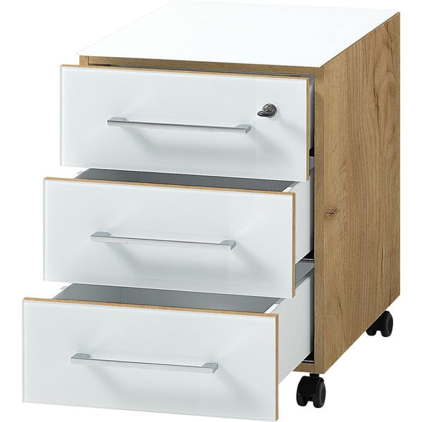 Fehér-natúr színű szekrény tölgyfa dekorral 40x55 cm Monteria – Germania-image-3