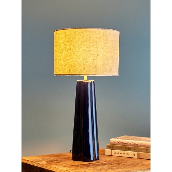 Kék-krémszínű fém asztali lámpa textil búrával (magasság 61 cm) Cornelie – Bloomingville-image-1