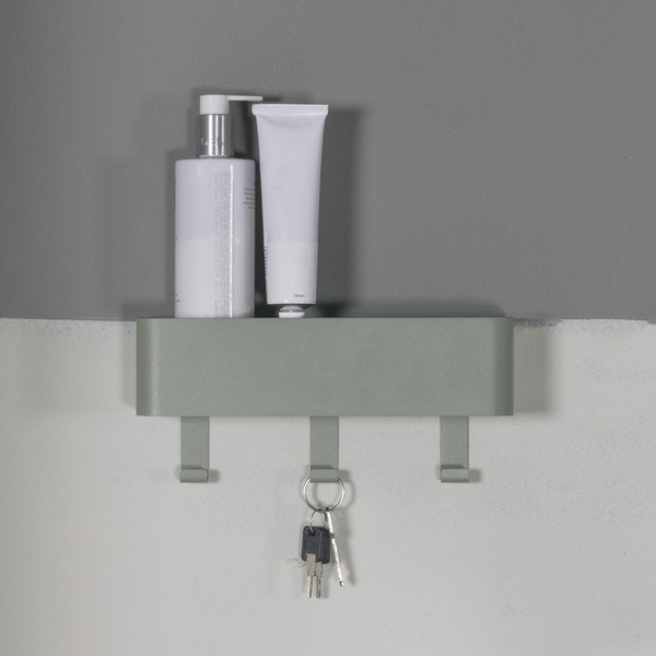 Szürkészöld fém fali fogas polccal 27 cm Dax Play – Spinder Design-image-1