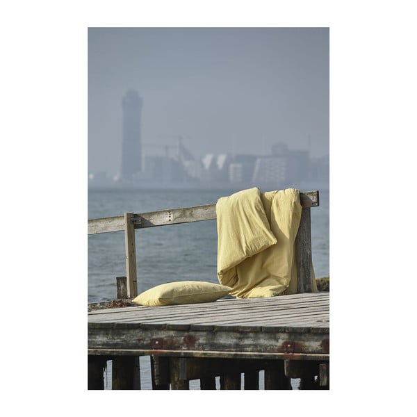 Sárga bio pamut ágyneműhuzat 200x140 cm Wave Straw - Södahl-image-4