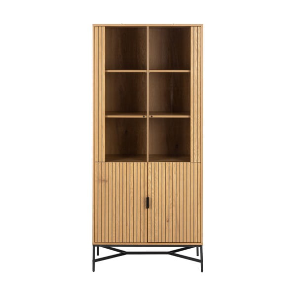 Natúr színű tálalószekrény tölgyfa dekorral 80x180x40 cm Jaipur – Actona