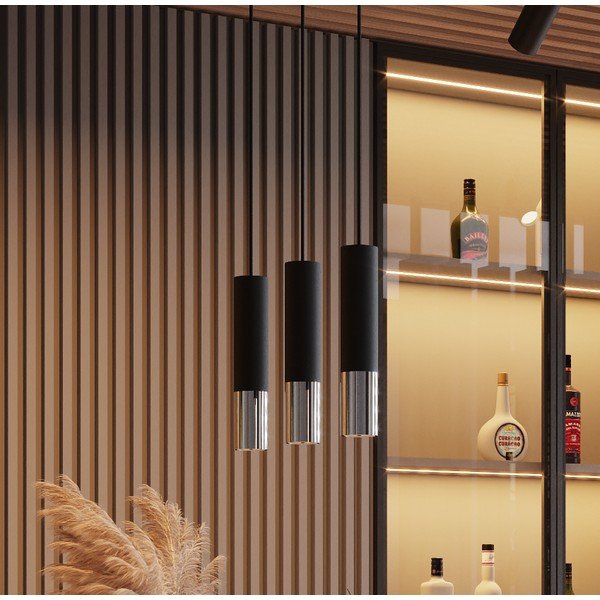 Fekete-ezüstszínű fém mennyezeti lámpa ø 6 cm Longbot – Sollux-image-3