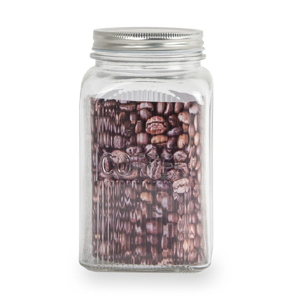 Üveg kávésdoboz rozsdamentes acél fedéllel, 1,2 l - Sabichi