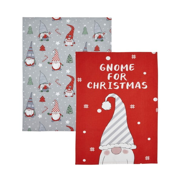 Karácsonyi mintás pamut konyharuha szett 2 db-os 50x70 cm Gnomes – Catherine Lansfield