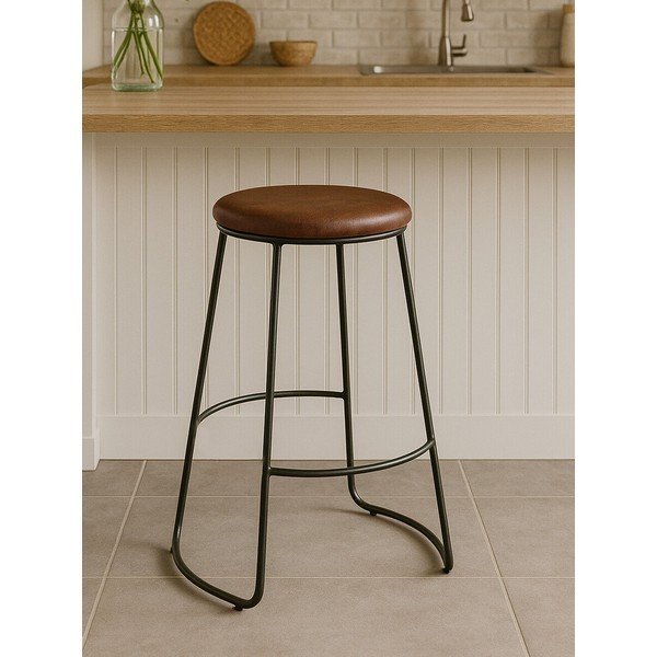 Fekete-barna kárpitozott bárszék (ülésmagasság 64 cm) Brixton – Premier Housewares-image-1