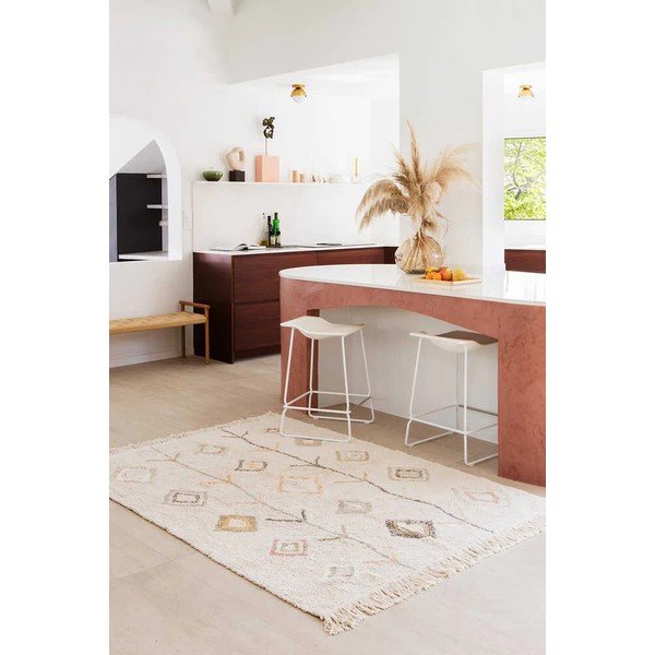 Bézs mosható kézi szövésű pamut szőnyeg 140x200 cm Kaarol Earth – Lorena Canals-image-4