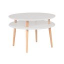 UFO világosszürke dohányzóasztal natúr lábakkal, ⌀ 70 cm - Ragaba