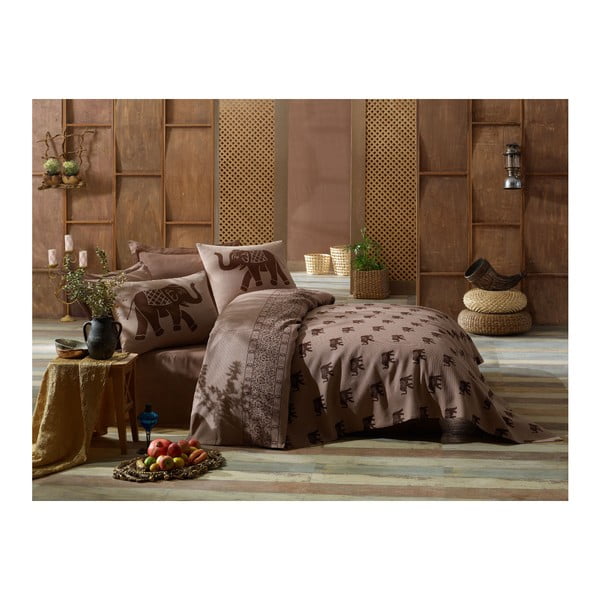 Safari barna egyszemélyes pamut ágytakaró, 140 x 200 cm