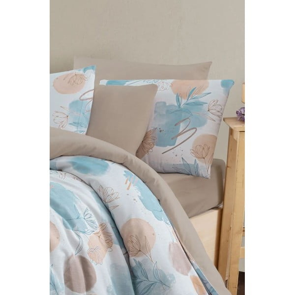 Kék-barna kétszemélyes hosszabbított ágyneműhuzat lepedővel, négyrészes 200x220 cm Magnolia – Mila Home-image-2