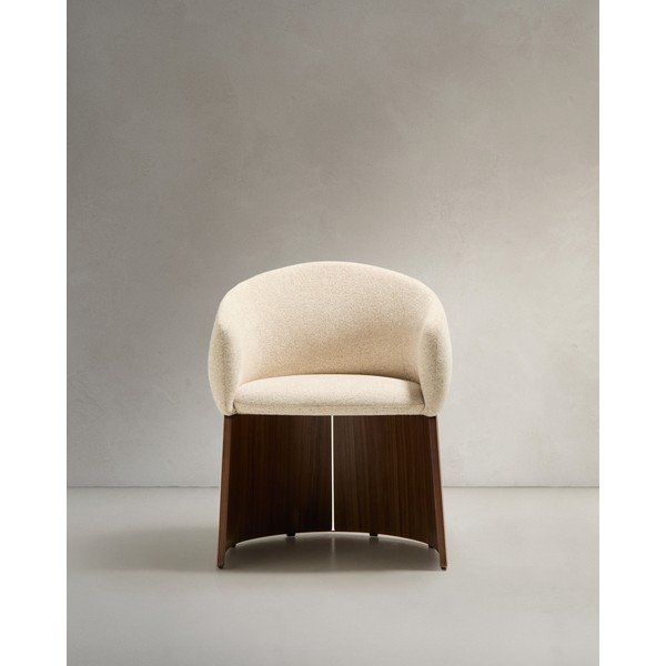 Bézs kárpitozott karfás étkezőfotel Bosca – Kave Home-image-4